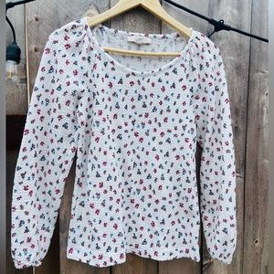 Loft White Floral Blouse